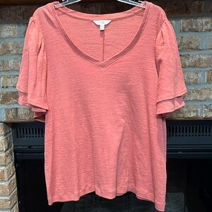 NWOT Terra & Sky double layered short sleeve top